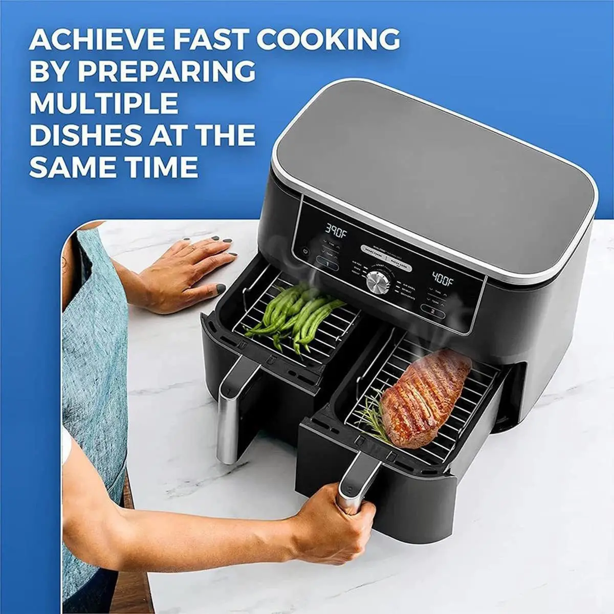 Dual Silicone Air Fryer Liners Gloves Lining Compatible Air Fryer Accessories Rack Food Tong Paper Round Household Barbecue Fep