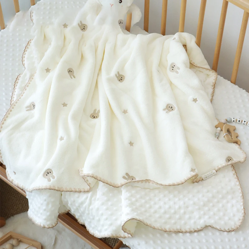 Baby Blankets And Sheets Soft Flannel Beanie Velvet Cute Blankets For Children Newborn Baby Summer Baby Mink Blanket Dot Minky