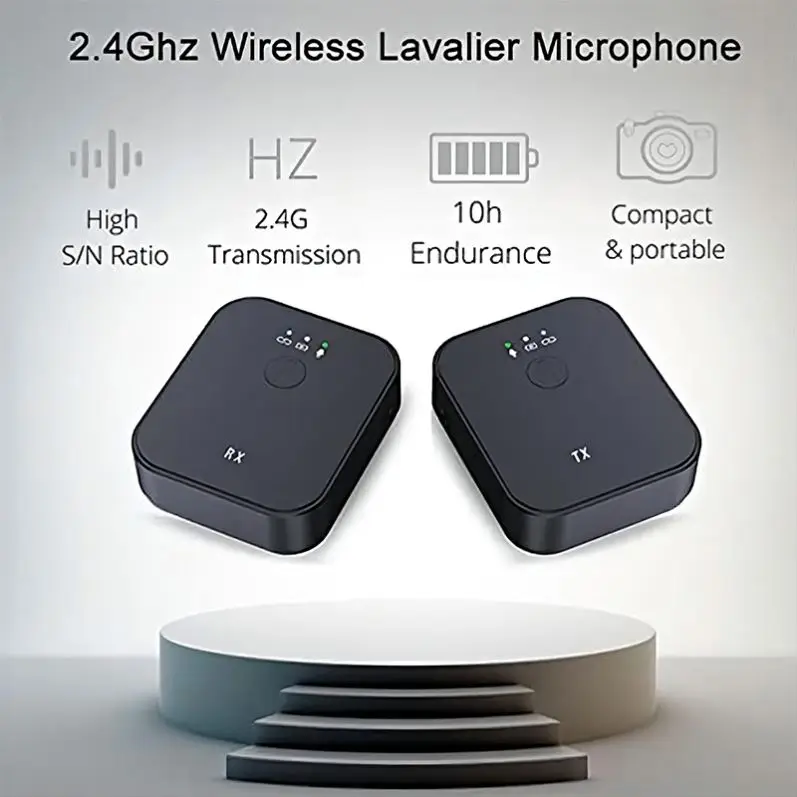 Беспроводной петличный микрофон с приемником-передатчиком, записывающим микрофоном для видеокамеры Vlog и телефона 2,4G