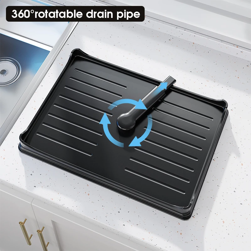 Double Layer Expandable Metal Wire Adjustable Custom Plate Bowl Dish Drying Rack Shelf over Sink with Draining Board Tray