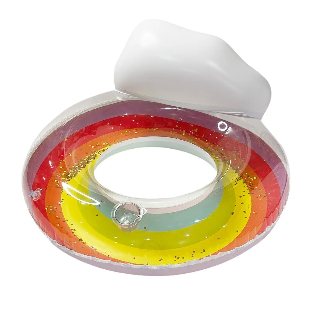 Wholesale 2024 new colorful swimming rings custom inflatable swim ring for kid girl swimming ring inflatable with cup holder