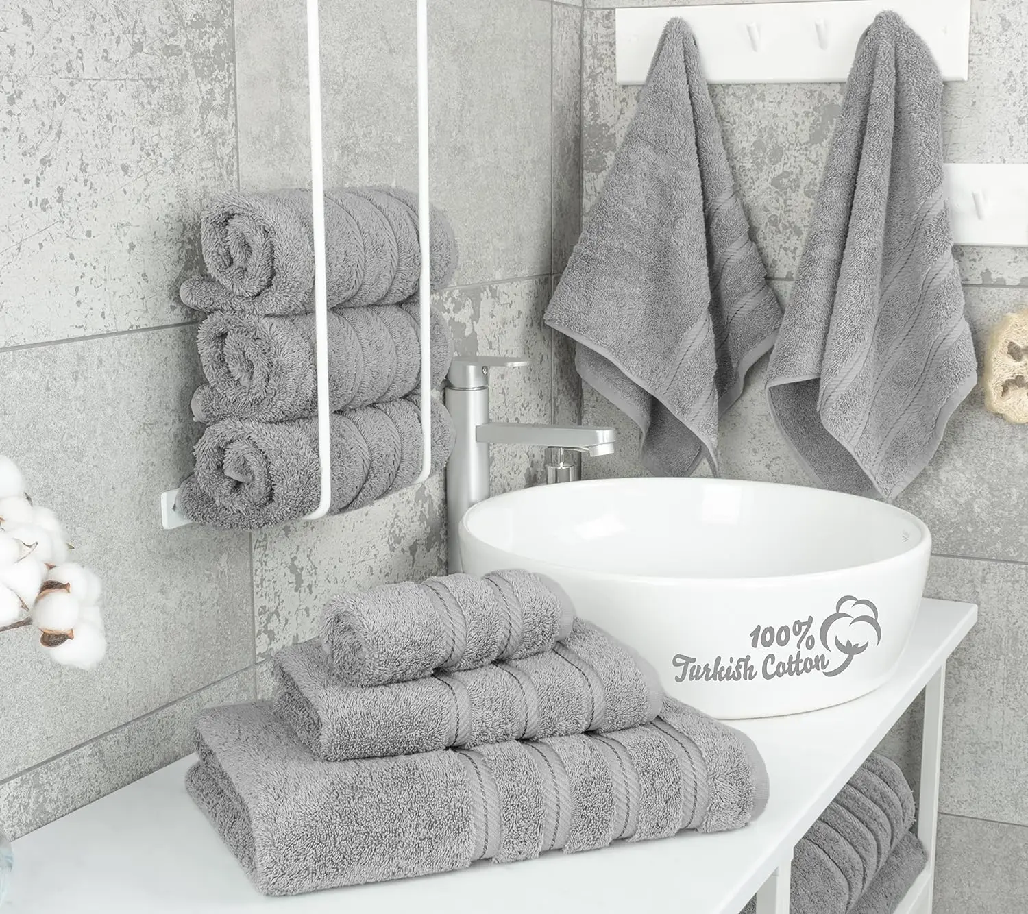 CF CNWH02 Luxury Custom Cotton Hand Towels Set Premium Quality Soft and Absorbent Sustainable for Bath or Home Use for Adults