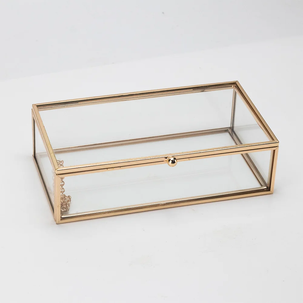 Свадебный подарок, декоративная стеклянная коробка для ювелирных украшений с зеркальным узором