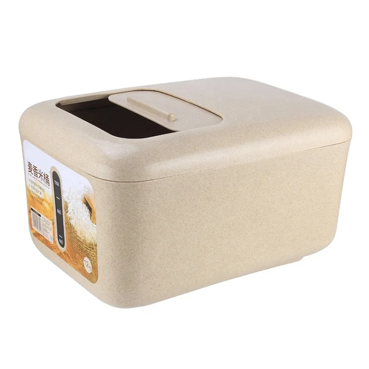 creative wheat straw fiber kitchen rice box sealed food storage container pet grain bucket household storage grain box