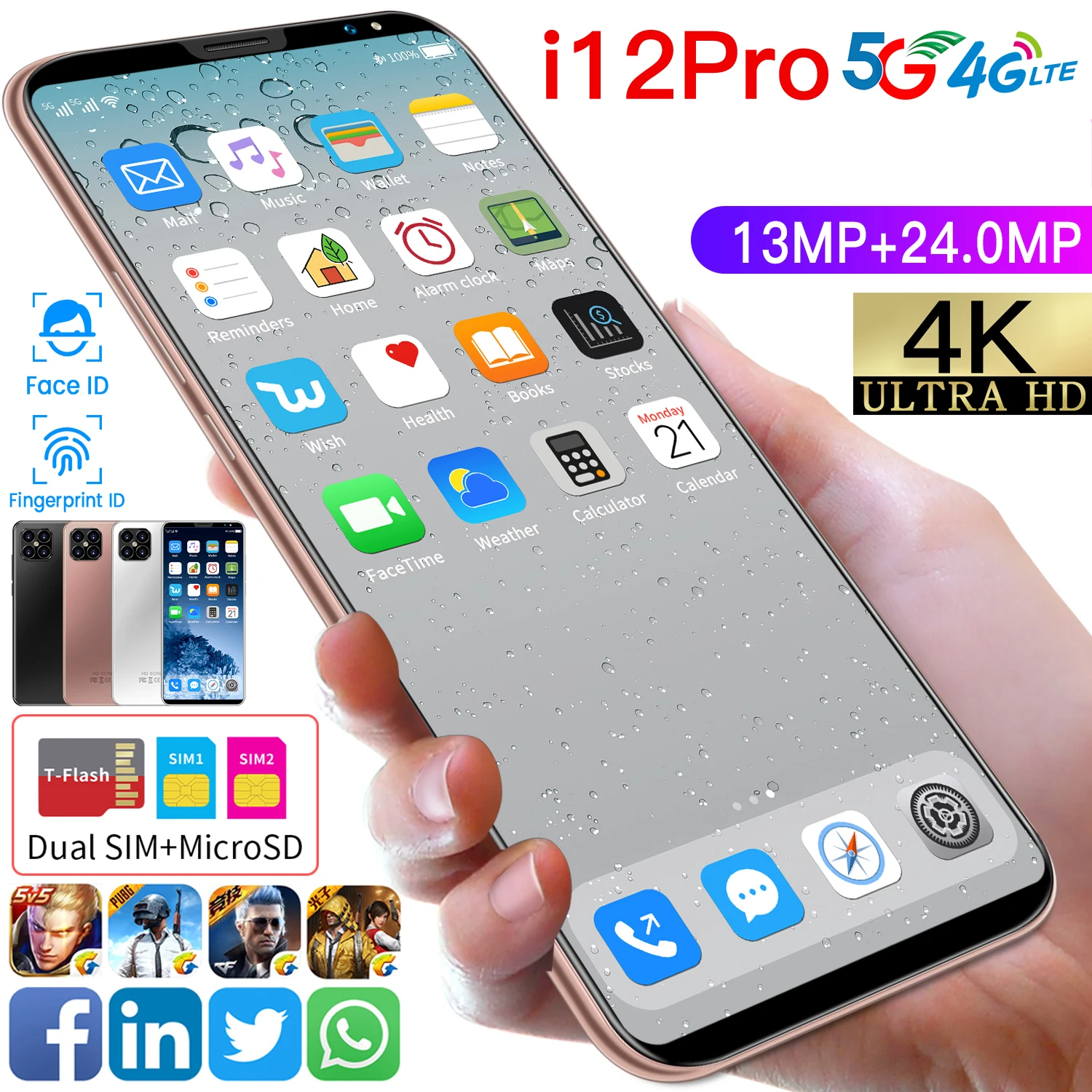 Global Version i12 Pro Max Smartphone 6.1inch Full Screen 4GB +64GB Android 10 .0 4000mAh Telefon Celular Mobile Phone