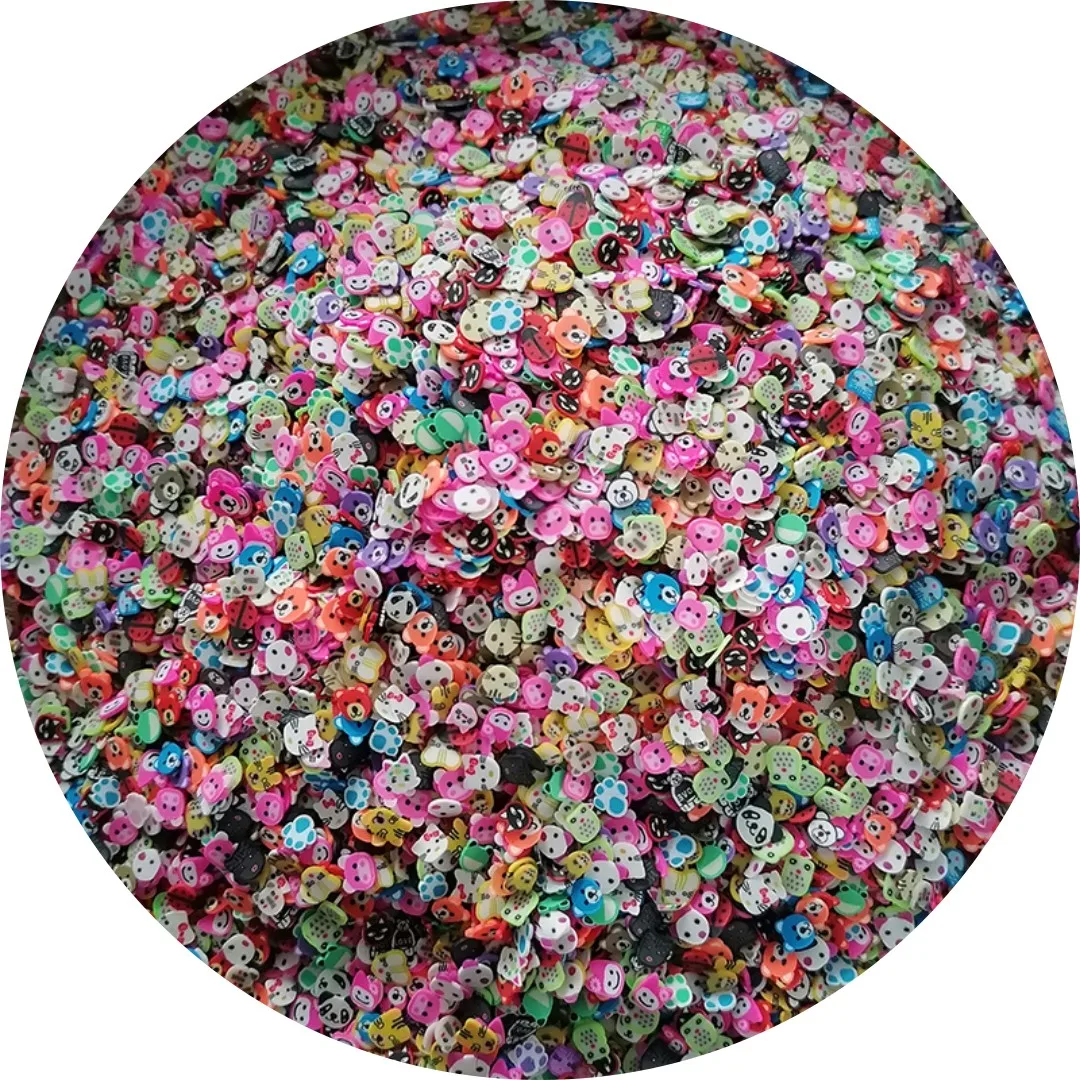 500g Wholesale 5mm Mixed Fruit Animals Cartoon flower Slices Polymer Clay Sprinkles DIY Christmas Ornament Slime Supplies Filler