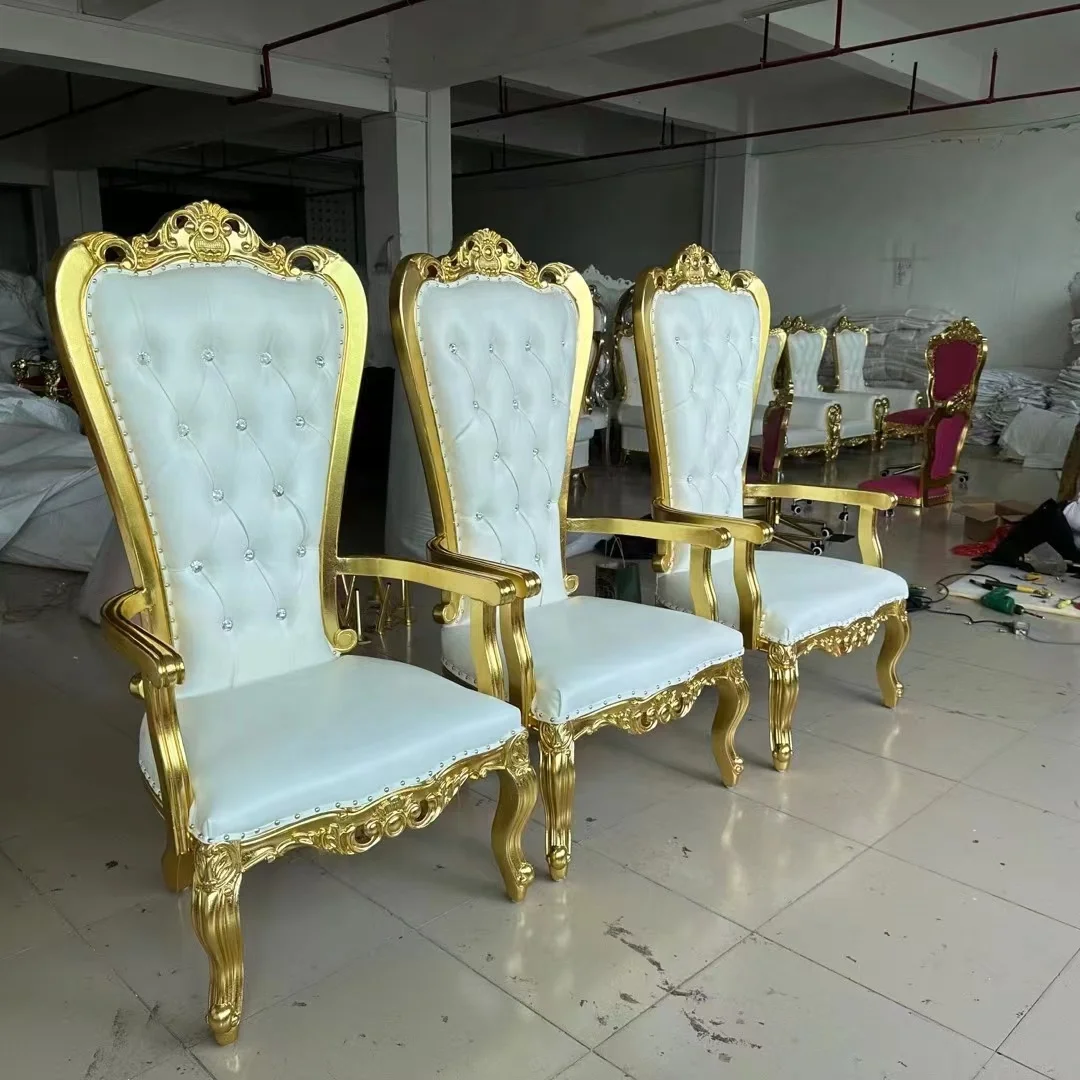 Luxury royal wedding event bride and groom king chair with armrest