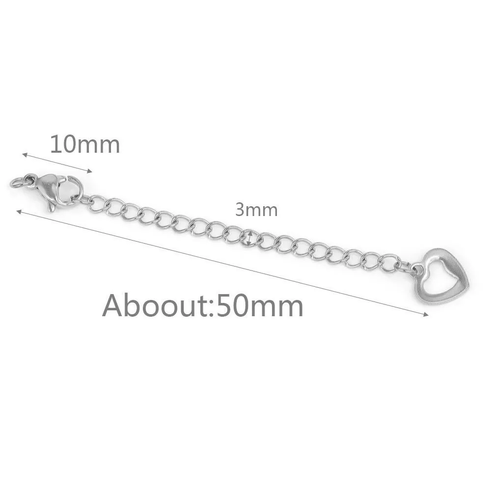 Stainless Steel Extended Extension Tail Chain Lobster Clasps Connector for Bracelet Necklace Jewelry Making DIY 12
