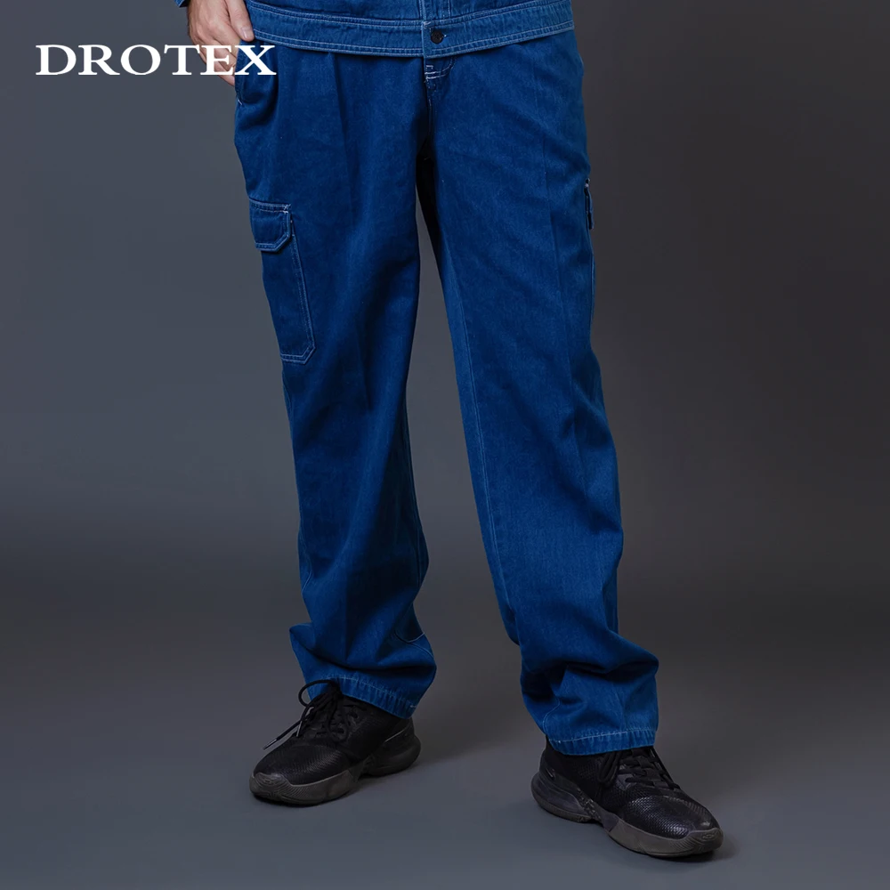 Wholesale Workwear Fire Resistant Jeans Cotton Denim Anti Static Electrician Cargo Work Pants Jeans Overalls For Men