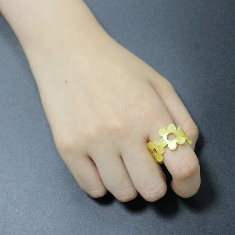 European American Fashion Acrylic Resin Rings Hollow Out Candy Color Ring