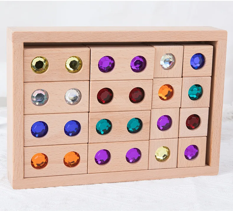 Montessori Educational Toys Wooden Building Block Sets Sparkling Diamond Mandala Early Educational Wooden Toy