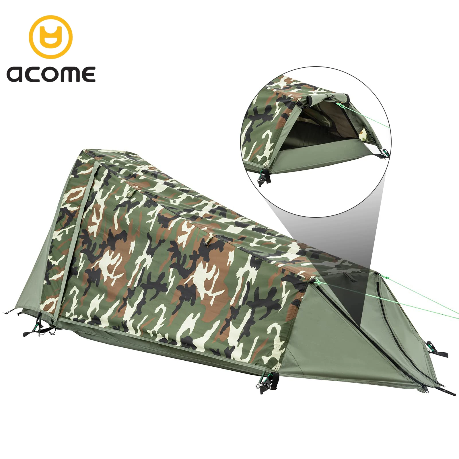 Acome Outdoor Camping Double 2 Person Canvas Swag Tent Waterproof Beach Tent Single Swag Tent