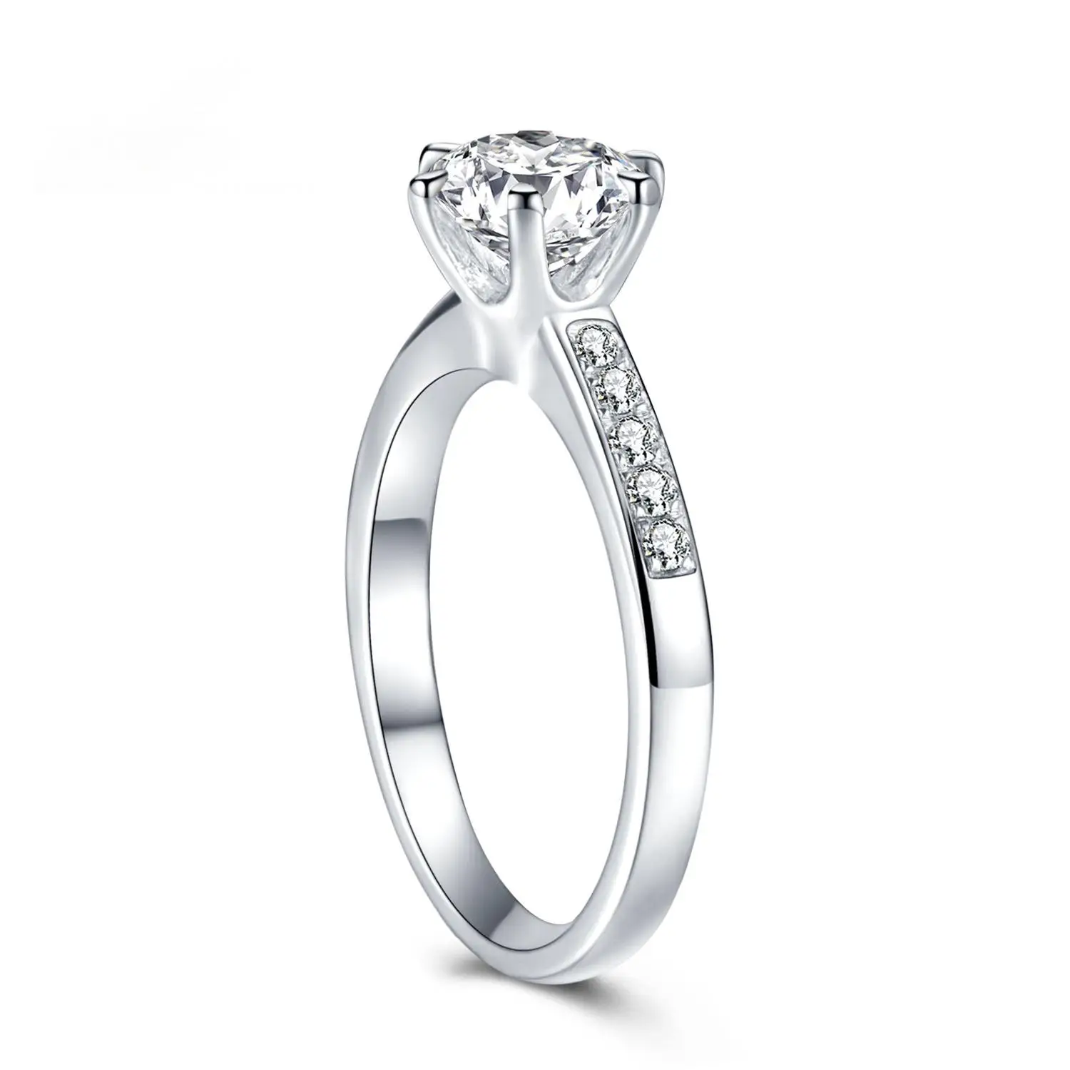 customized 18k gold classical style 1ct moissanite stone engagement woman gold ring fine  Wedding Ring and Jewelry for Sale
