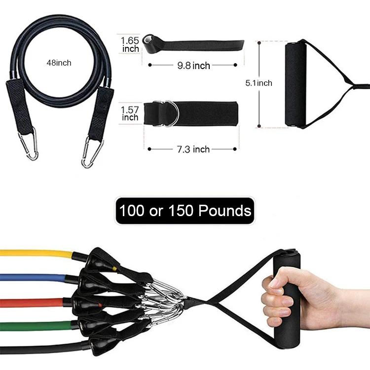 Wholesale Custom Logo 11Pcs Elastic Fitness Workout Gym Exercise Resistance Bands With Dropshipping