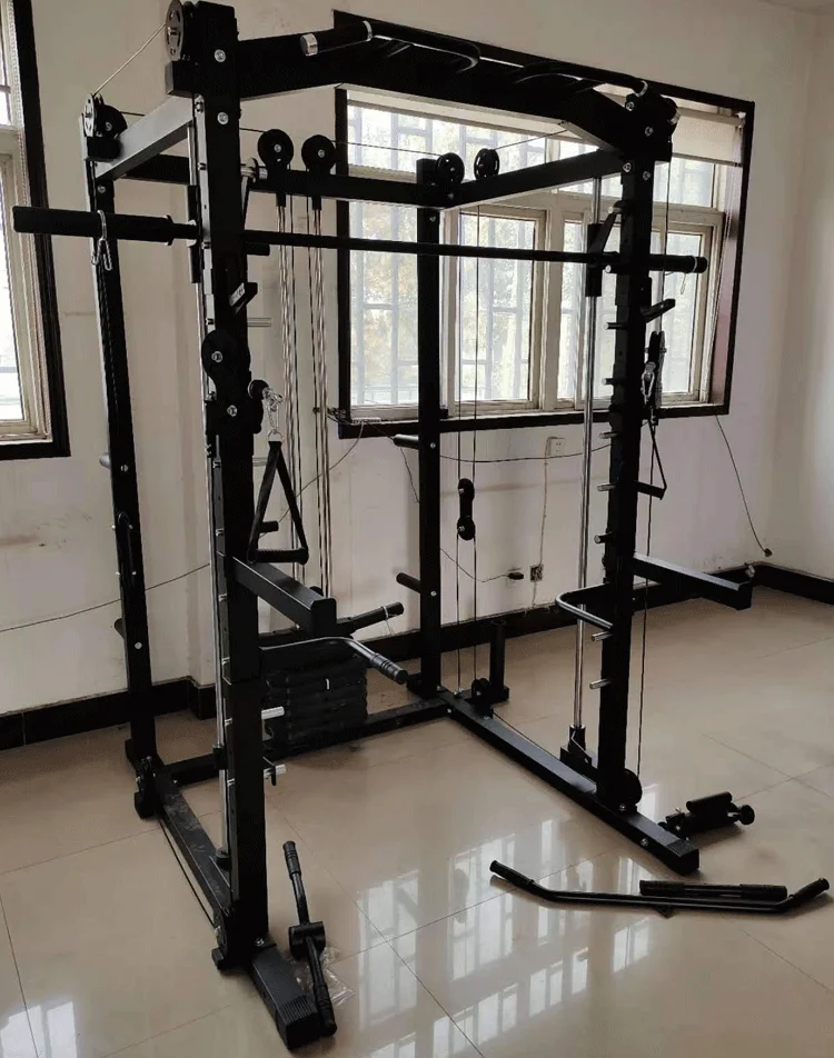 Factory Price Comprehensive Training Device Smith Machine Gantry Squat Rack Bench Press Pull-up Barrel Lift Free Squat Rack