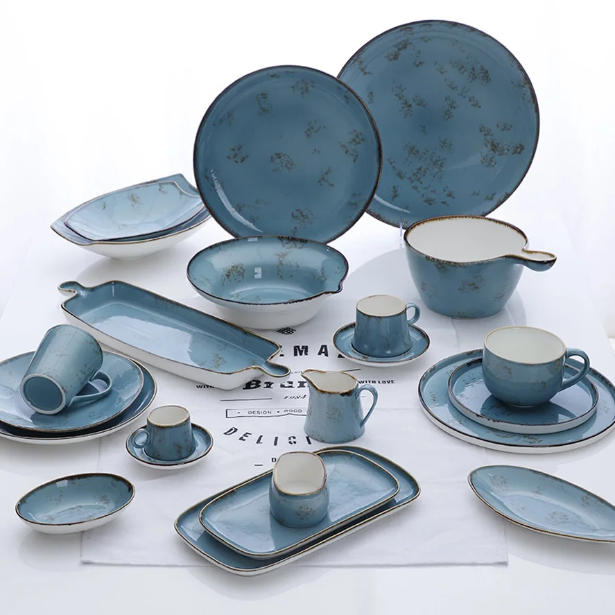 European Style Porcelain Dinnerware Set, Ceramic Catering Tableware Guangzhou, Restaurant Crokery Dining Plate Set Dinner#