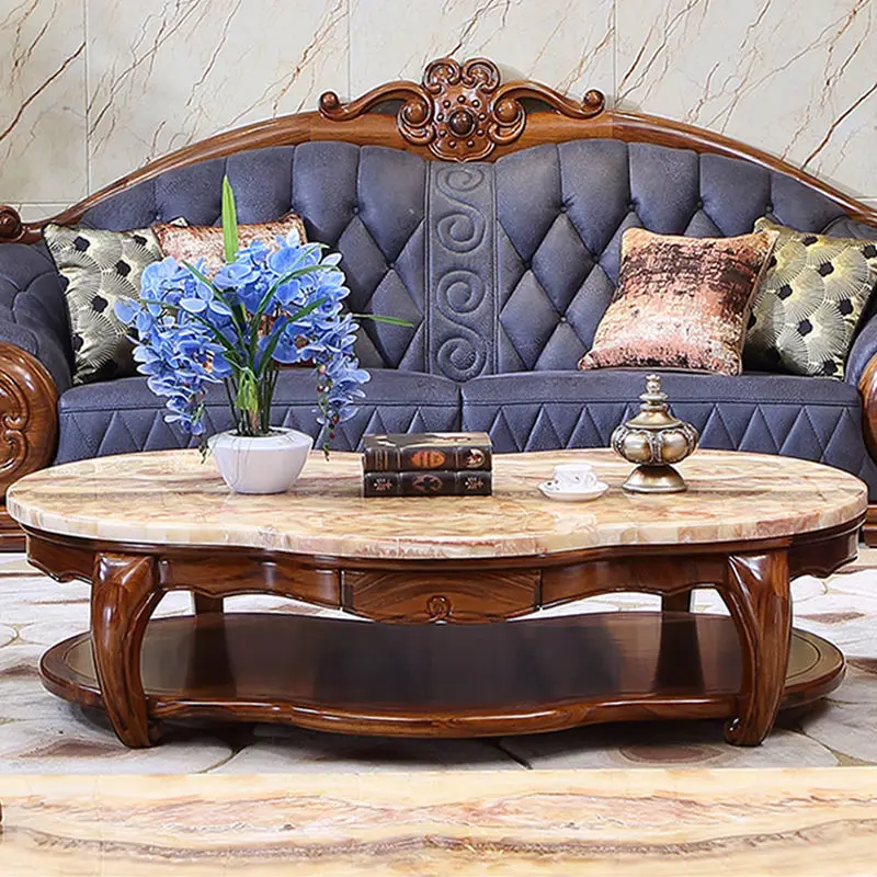 European style african ebony wood antique coffee table furniture wooden coffee table marble coffee table TV cabinet