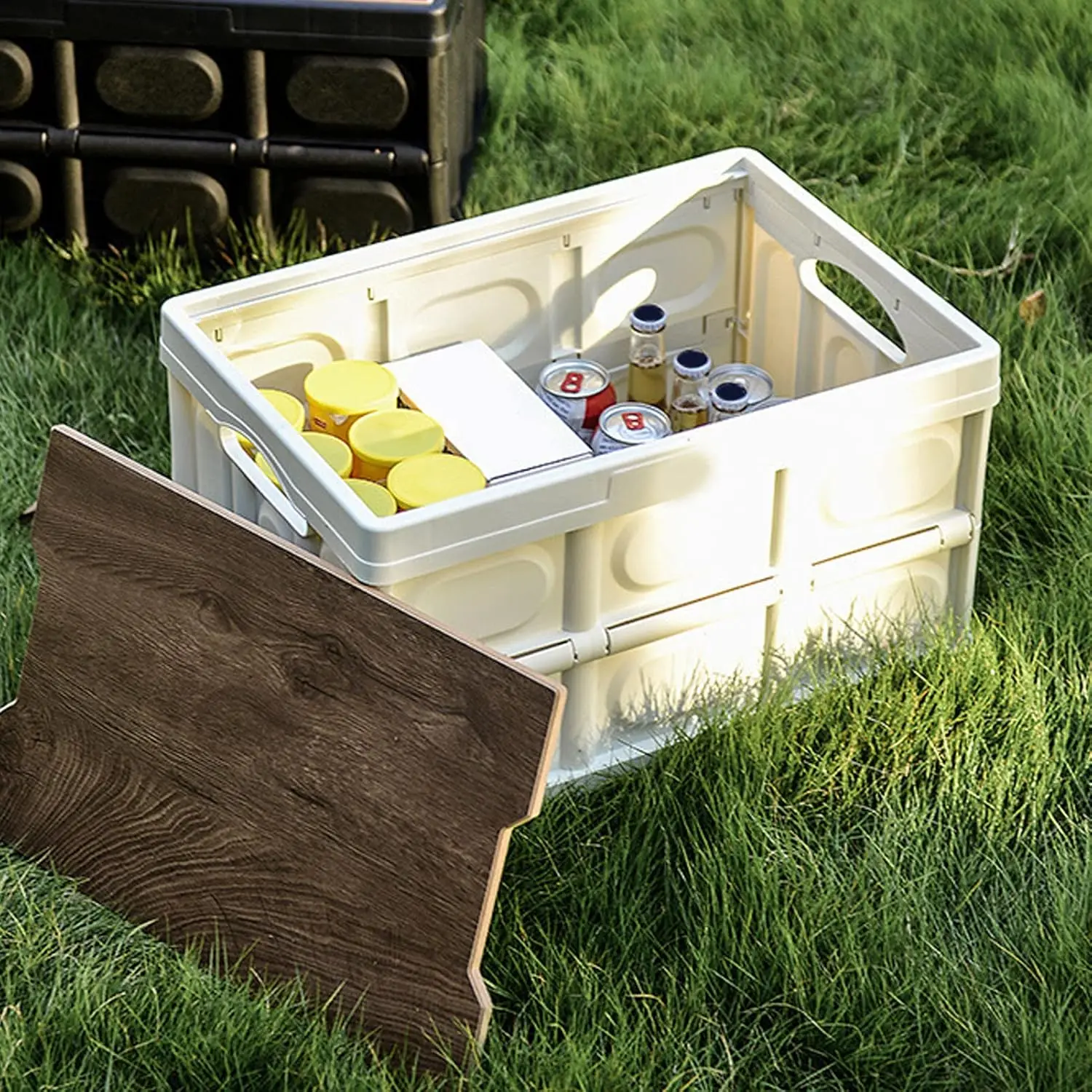New Design Wholesale Camping Folding Box Bins with Lids 2 Pack Stackable Storage Bins for Outdoor, Camping, Picnic, Indoor