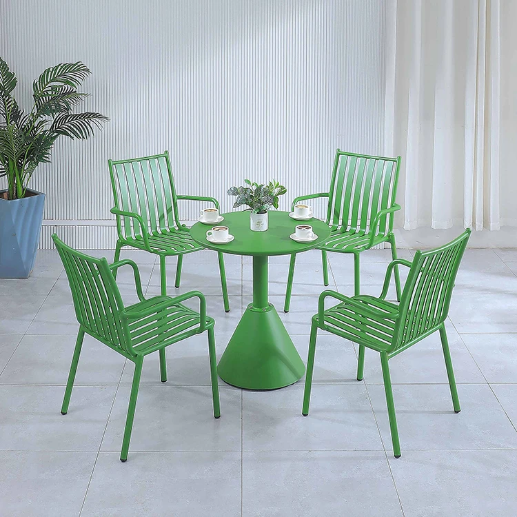 Patio 4 Seater Aluminum Dining Set  Garden Leisure Coffee Shop Balcony Dining Banquets Hotels Table and Chairs