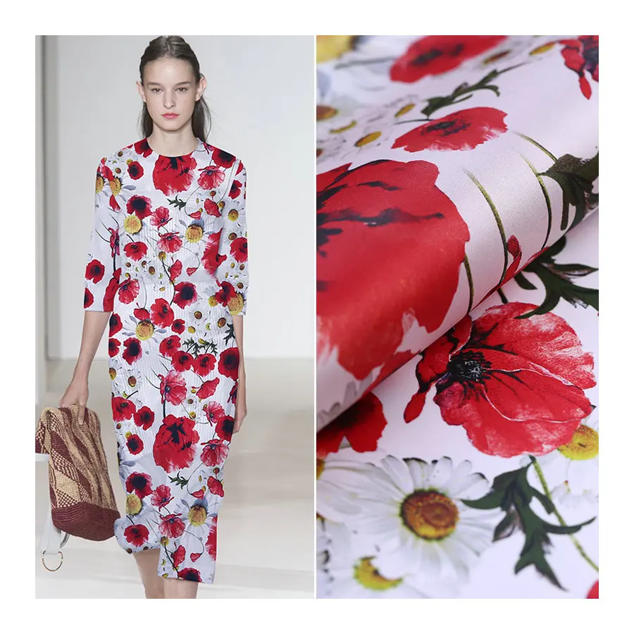 Жесткая дизайнерская шелковая атласная ткань из органзы с цифровым принтом в виде цветка, 14 момме