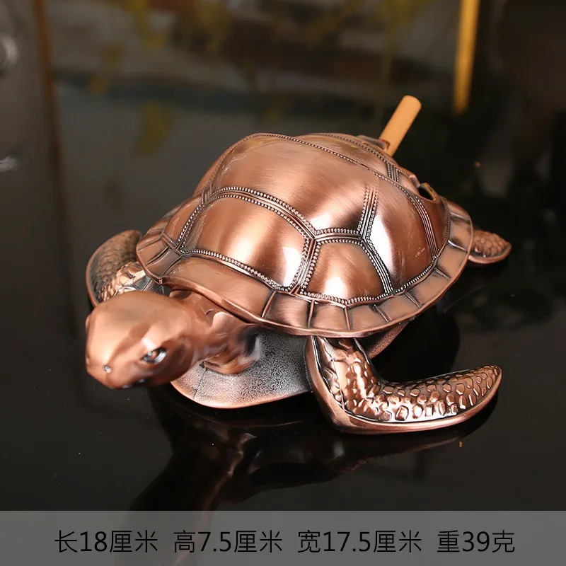 Office Tabletop Ornaments Creative Style Bull Shaped Metal Ashtray With Lid