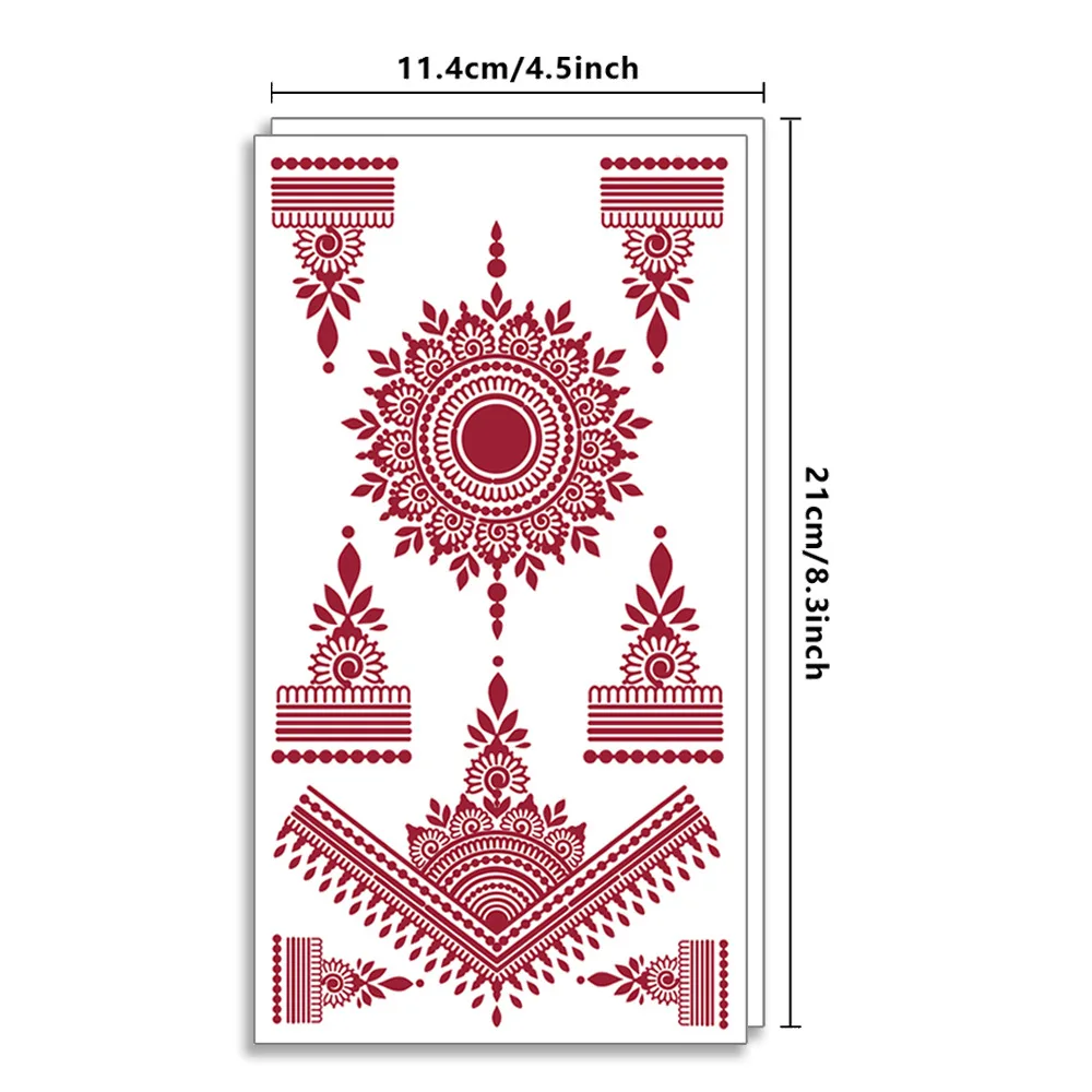 Quality Wholesale Red Black Water Proof Temporary Mehndi Instant Henna Tattoo Stickers Sexy for Women Girls