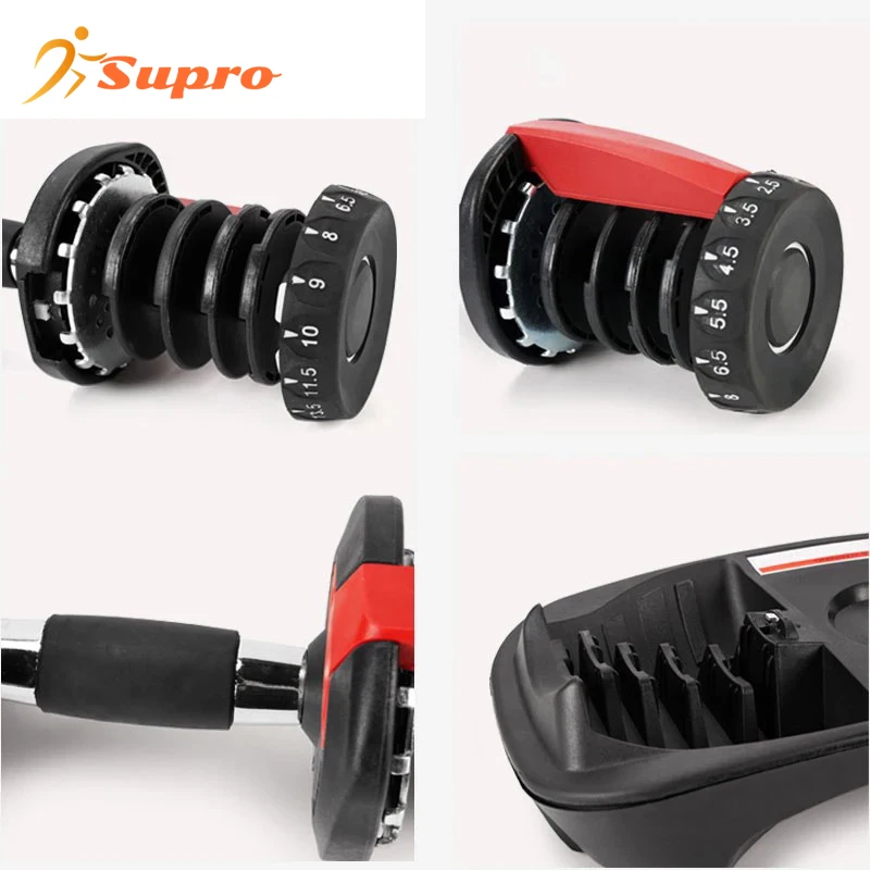 Supro Wholesale Custom Adjustable Weights Dumbbells Multi Functional 90LB 40KG Adjustable Dumbbell