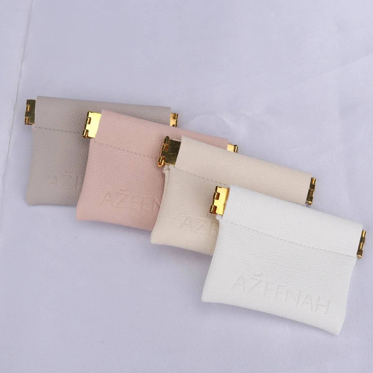 Пользовательский тисненый Печатный Сжимаемый мешок из искусственной кожи для хранения монет, ювелирных изделий, закрывающий магнит, кожаный мешочек для ювелирных изделий