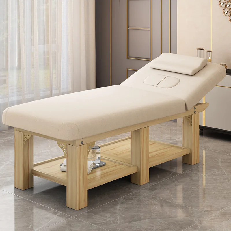 Commercial Furniture Beauty Salon Thai Spa Lash Bed Modern Wooden Facial Bed De Massage Table