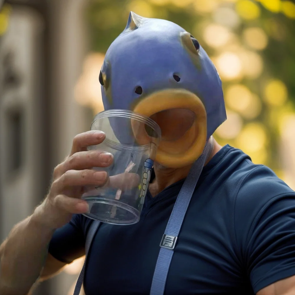 New Funny Purple Fish Head Mask Adult Carnival Party Latex Cosplay Costume Mask Masquerade Cosplay Masks Scary Tropical Fish