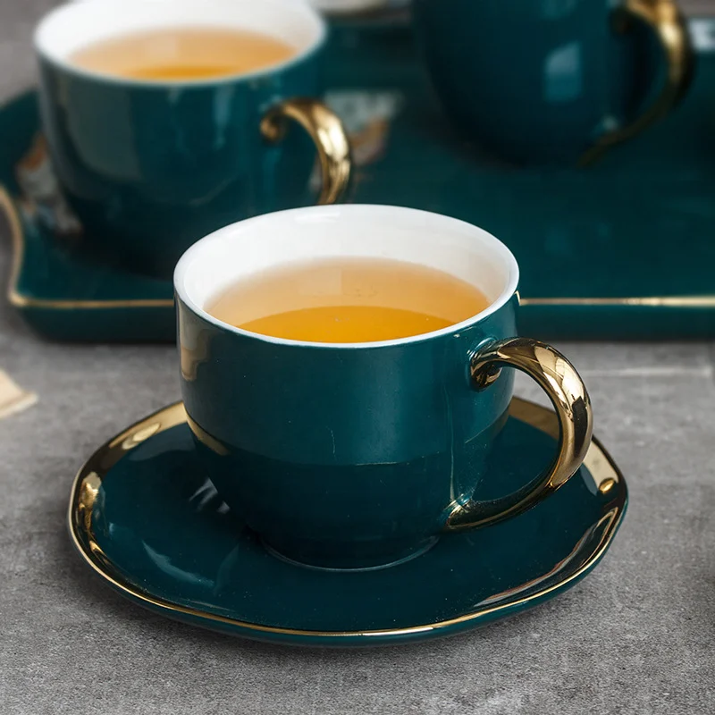 classy tea set Stylish Modern Kitchen Ware Sets Travel Home Milk Water Tea Mugs Sets Porcelain Coffee Cups With Saucers