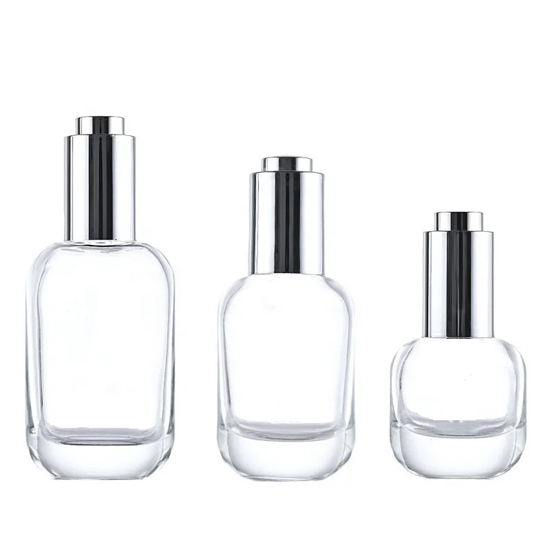 30ML 50ML Serum Essence Dropper Bottle Glass Skin Care Packaging For Hair Oil Essence Glass Bottle With Press Pump  For Cosmetic
