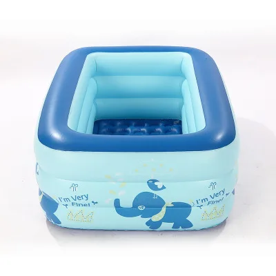 New elephant pattern 3 ring rectangle baby bathing pool PVC outdoor spa pool bathtub inflatable water play  kids swimming pool
