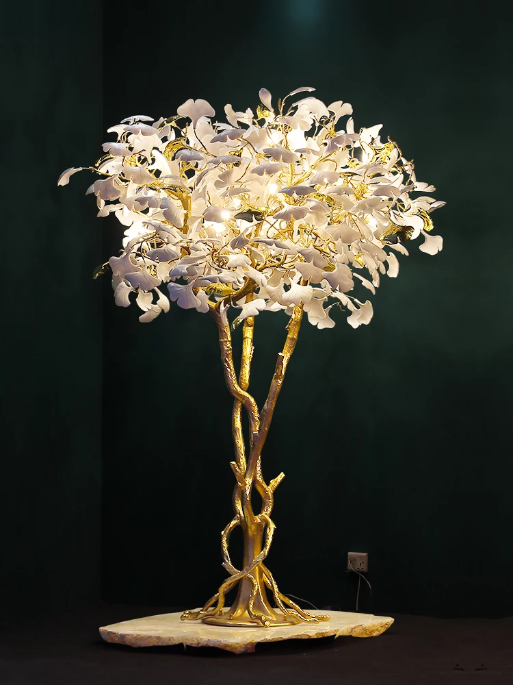 Floor Lamp Gold Brass with Table Led Torchiere Uplighter Tree Art Deco Bright Large Visual Comfort Bedroom Standing Floor Lamp