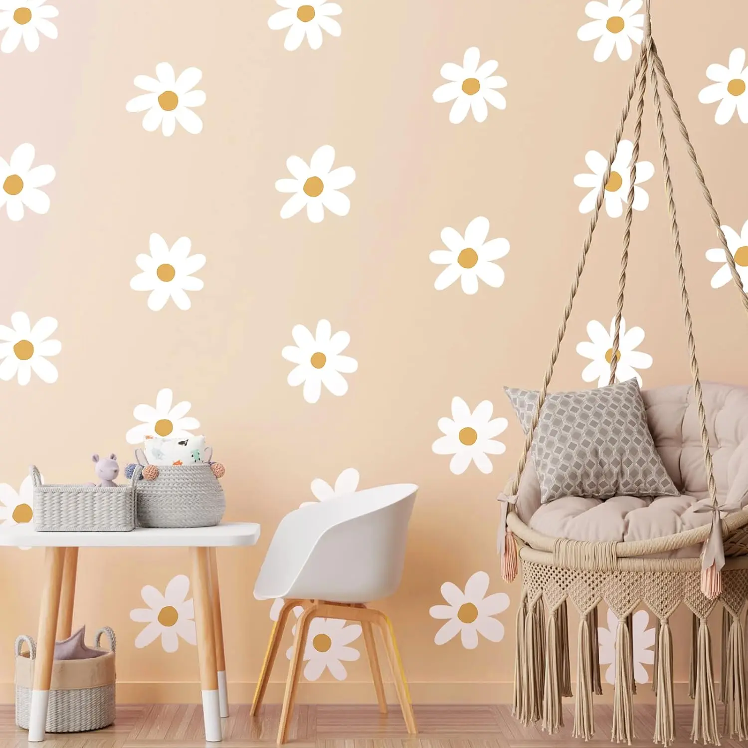 Daisy Wall Decal Flower Vinyl Wall Decals Floral Decals Peel and Stick Daisy Stickers for Kids Nursery Wall Art Bedroom