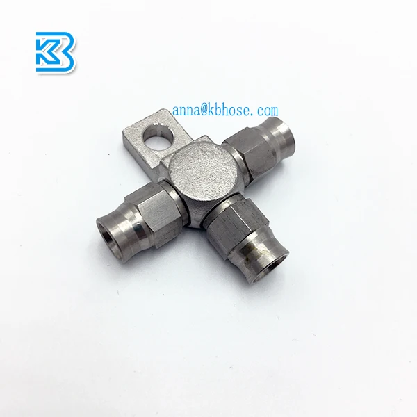 an3 3an an-3 stainless steel splits tee block female ptfe brake line hose end swivel fitting joint with mount tab
