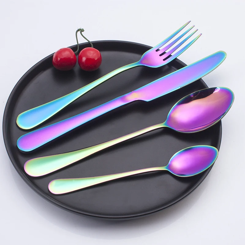 Cheap stainless steel cutlery set with high quality  brushed gold flatware