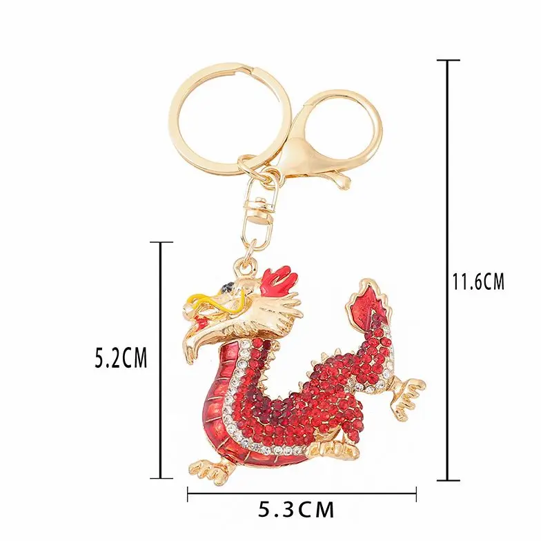Wholesale Factory High Quality bling Rhinestone Originality Chinese Dragon keychain bag car charm Pendant keychain for Gift