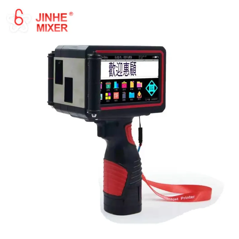 JINHE serial number handheld ink jet printing machine with 1.5m conveyor for carbon box eggs plastic bottle