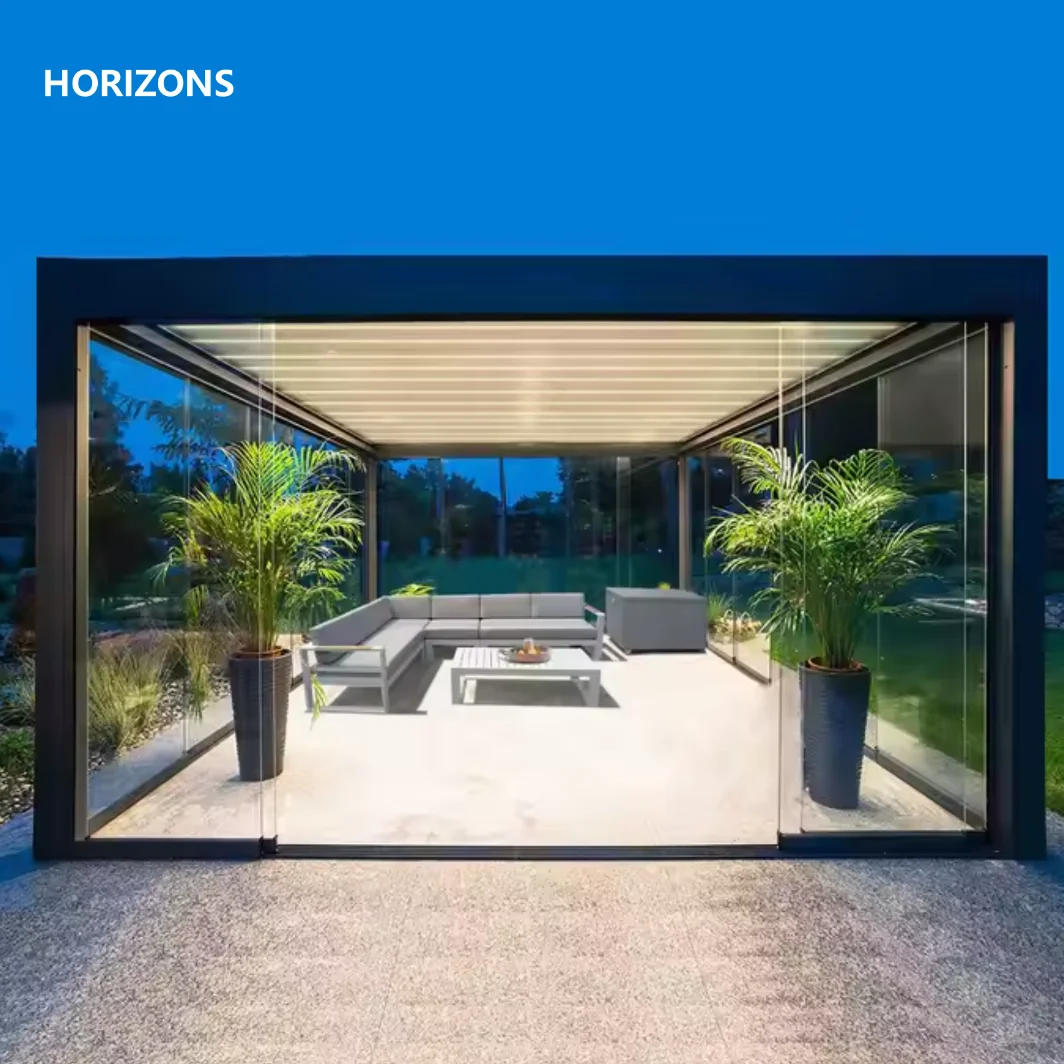 Louvered-Pergola-Kit Aluminum Wall Mounted Aluminum Aluminium Outdoor Pergola With Blinds Retractable Pergola for Outdoor
