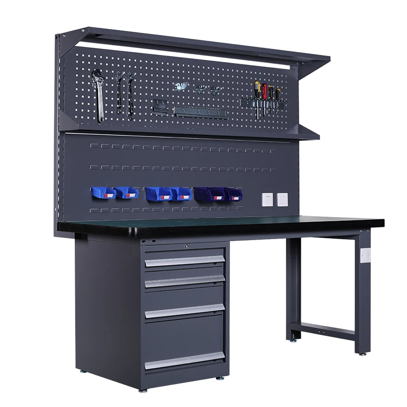 Industrial  Metal Frame Work Station Table Wooden Operation garage lab workbench Tool Cabinet For Garage Workshop