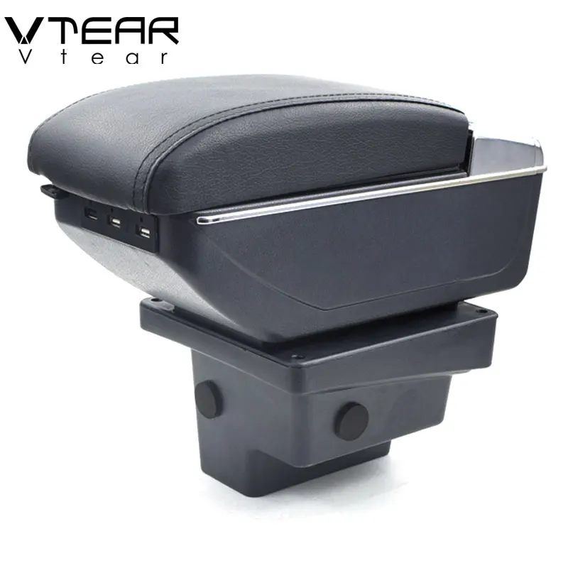 Vtear For VW Tiguan armrest USB Charging heighten Double layer storage box central Store content arm rest car accessories 09-17