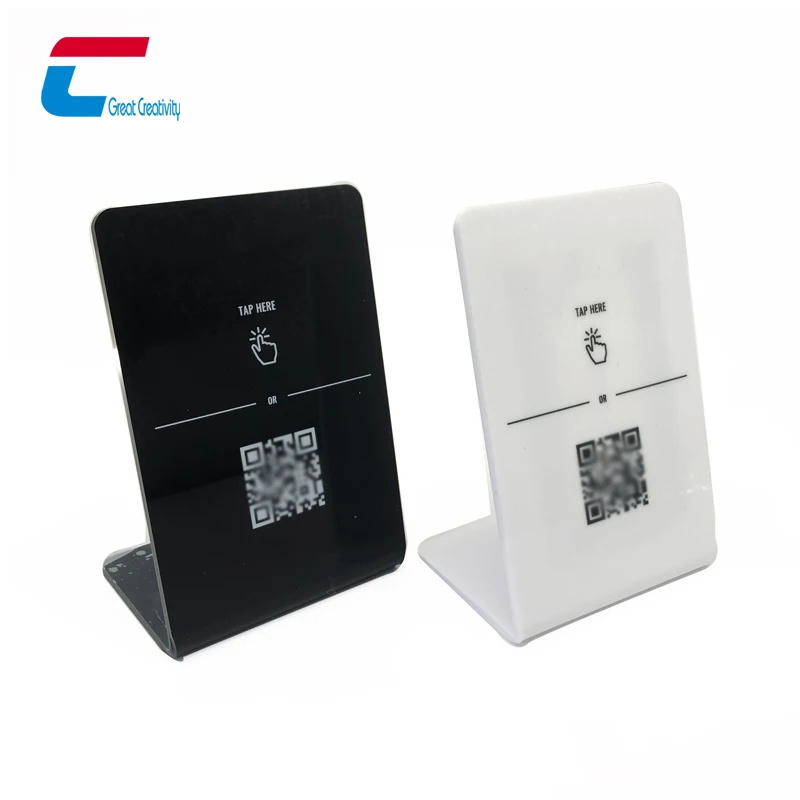 Free Sample Printable QR Code 13.56Mhz NFC Table Stand MIFARE Classic 1K Acrylic Menu NFC Tag