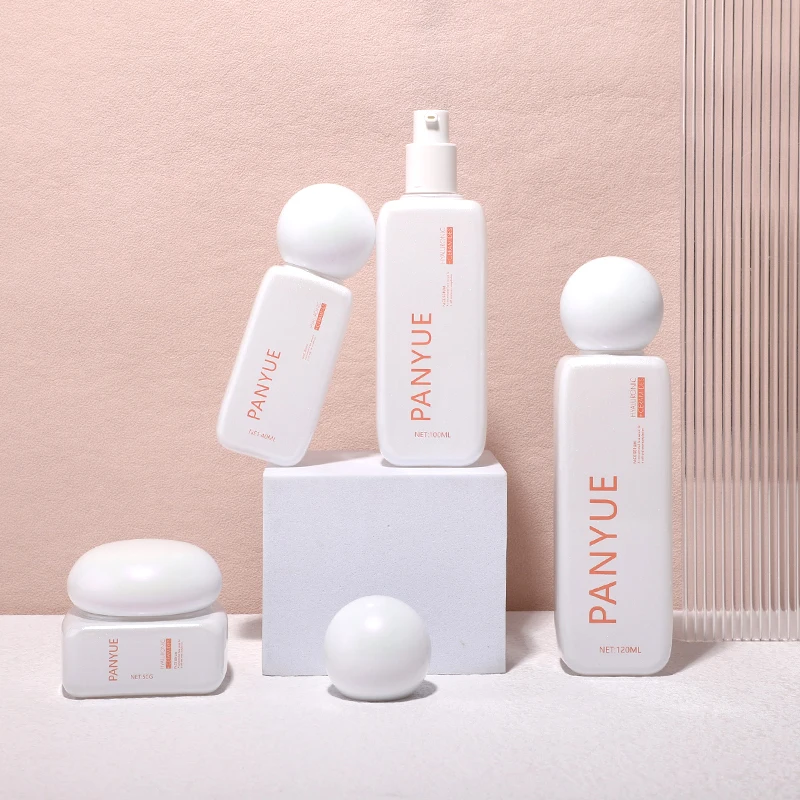 Custom New Flat Square Rounded Corners Spray Toner Lotion Pump Bottle 40ml 100ml 120ml 50g Glass Bottle For Skin Care Cosmetic