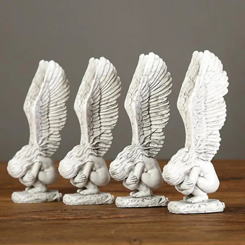 Fengzhi Factory Modern Simple Wind Resin Crafts Salvation Winged Angel Sculpture Creative Desktop Small Decoration