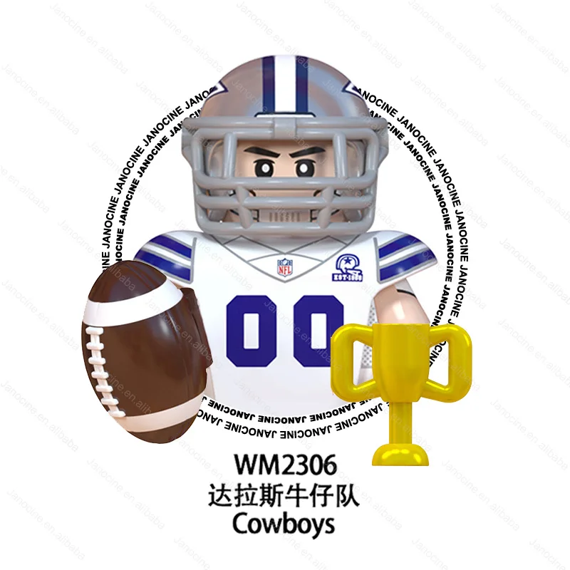 WM6133 Hot Rugby Player Star Cowboys Eagles Ravens Chiefs Broncos Mini Figures Educational Building Blocks Kids Toys