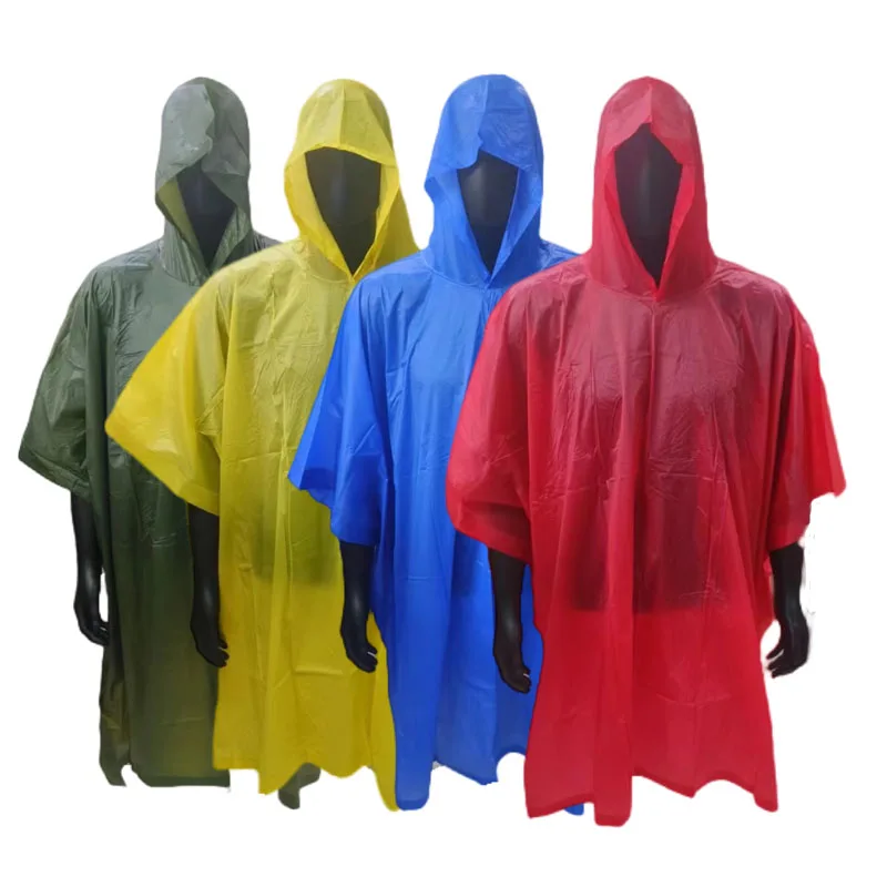 Hot Selling PVC Raincoat Custom Logo Buttons Op  non Disposable Raincoat