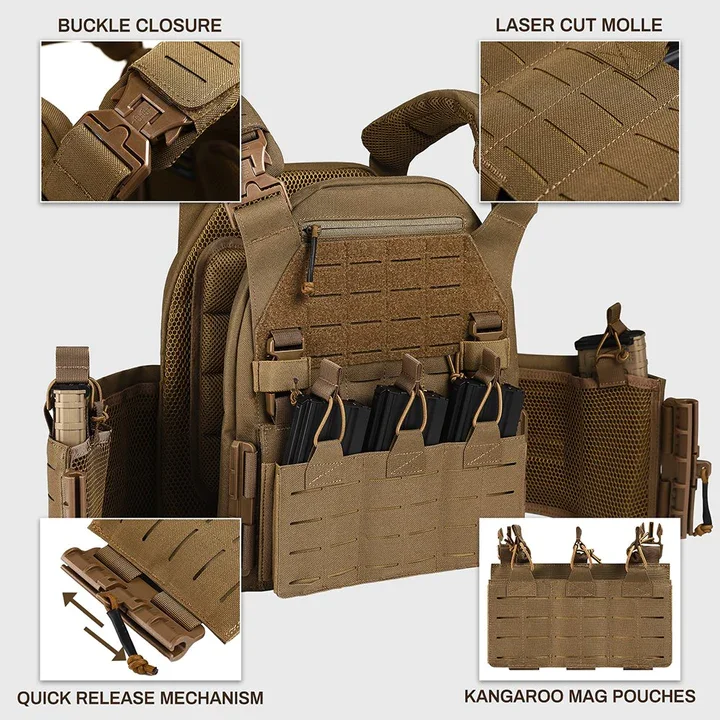 VOTAGOO Quick Release Series tactical plate carrier Equipment Camouflage Multicam Nylon Vest Combat Plate Carrier Tactical Vest