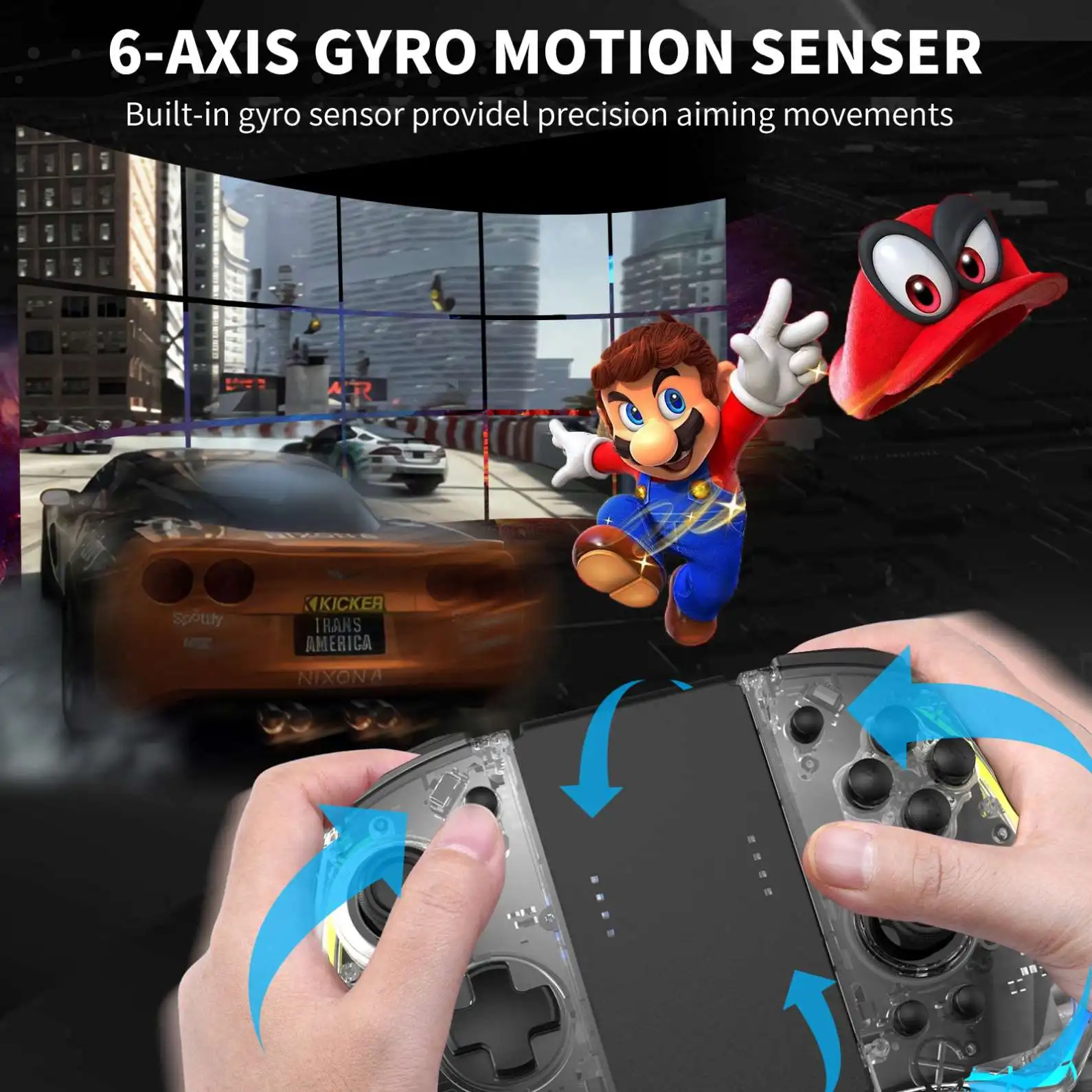 New Switch Jc Gamepad NS Left And Right Rocker Pro Bt Optical Fiber Handle