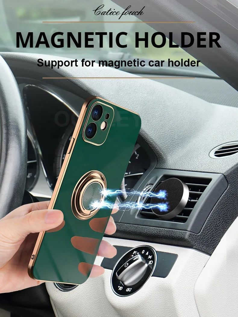 Magnetic ring holder cell phone accessories luxury Plating disigner Phone Case cover For iPhone 12